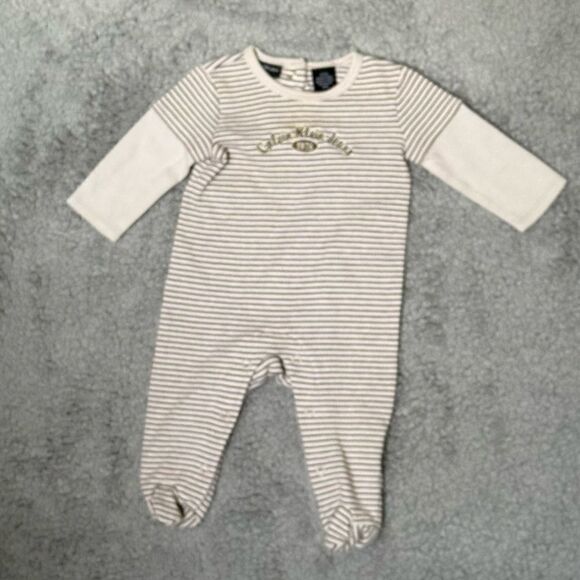 Calvin Klein striped footed sleeper 0–3 month spell out - Picture 1 of 5